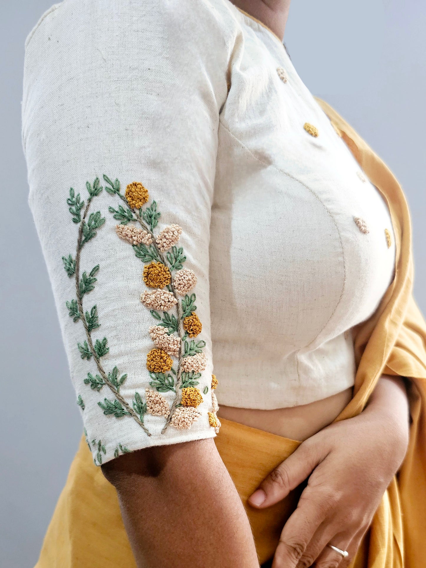 MADHURIMA BLOUSE (Mustard & Beige)