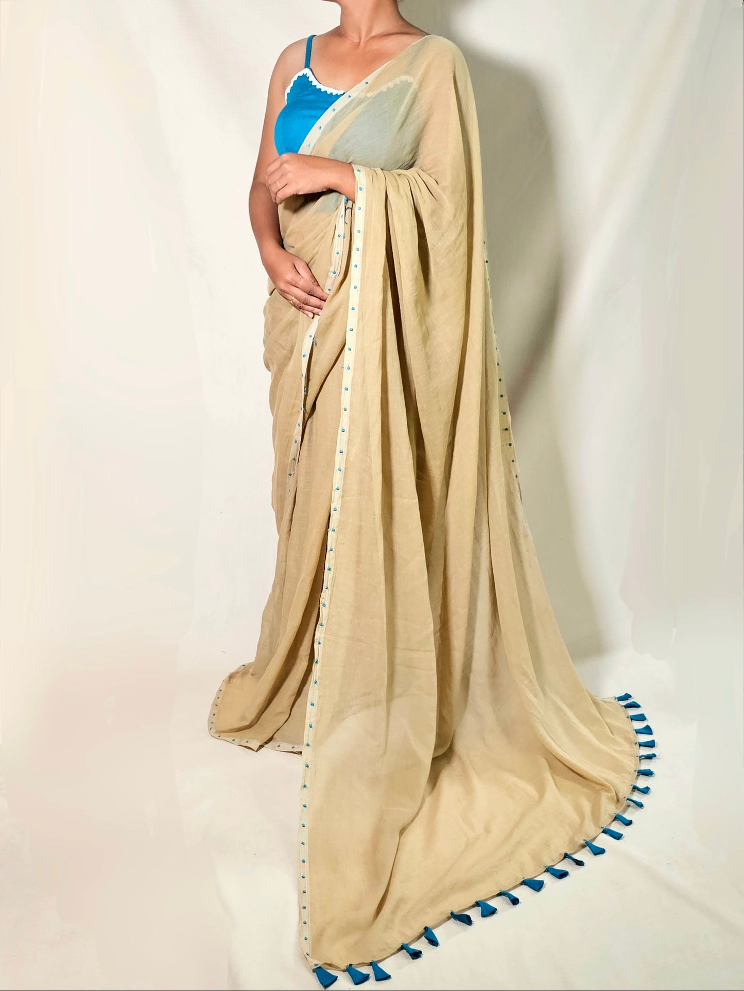 Parijat Designer MulMul Cotton Saree