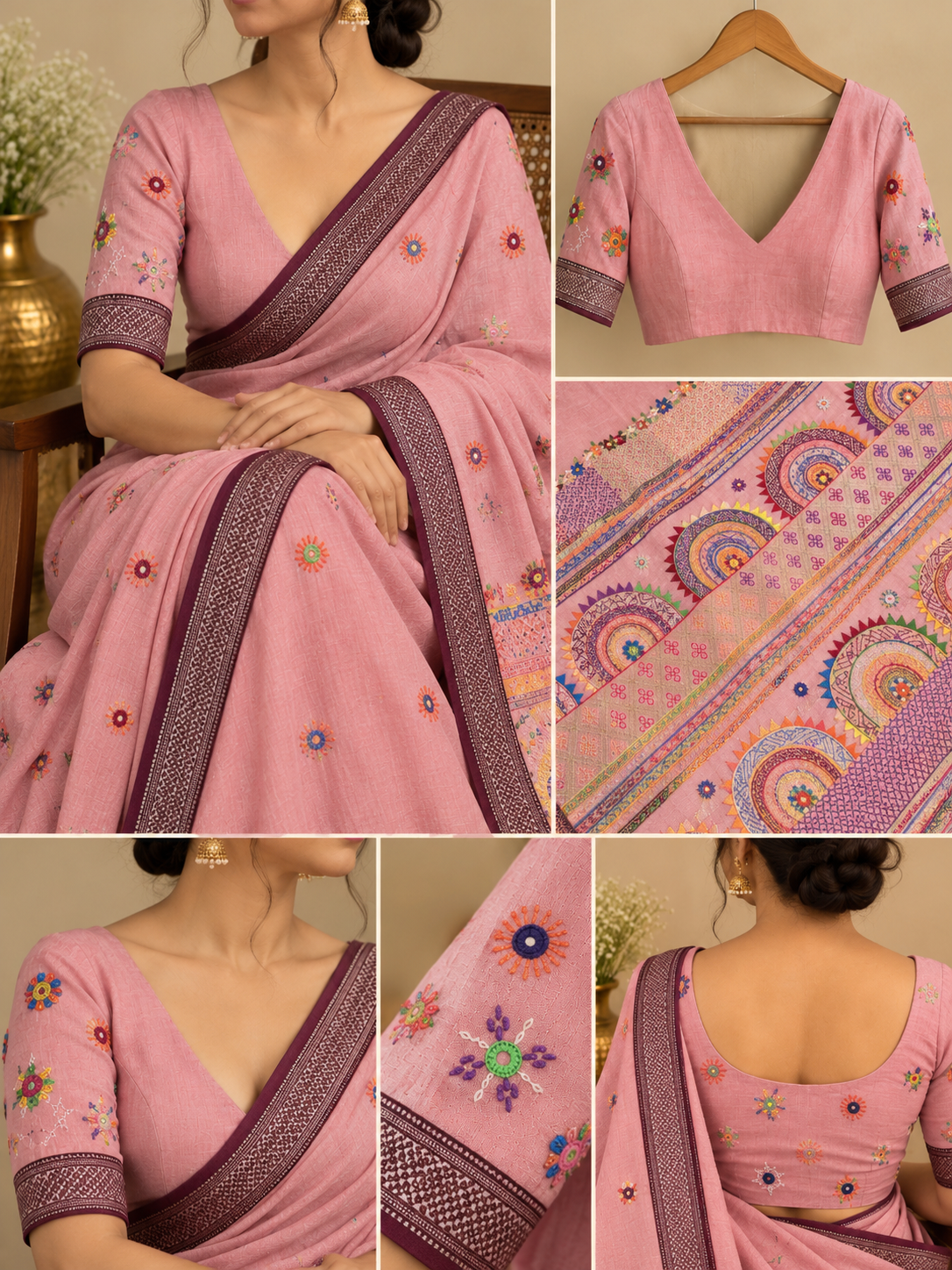 Virasat Lambani Saree - Rose Pink