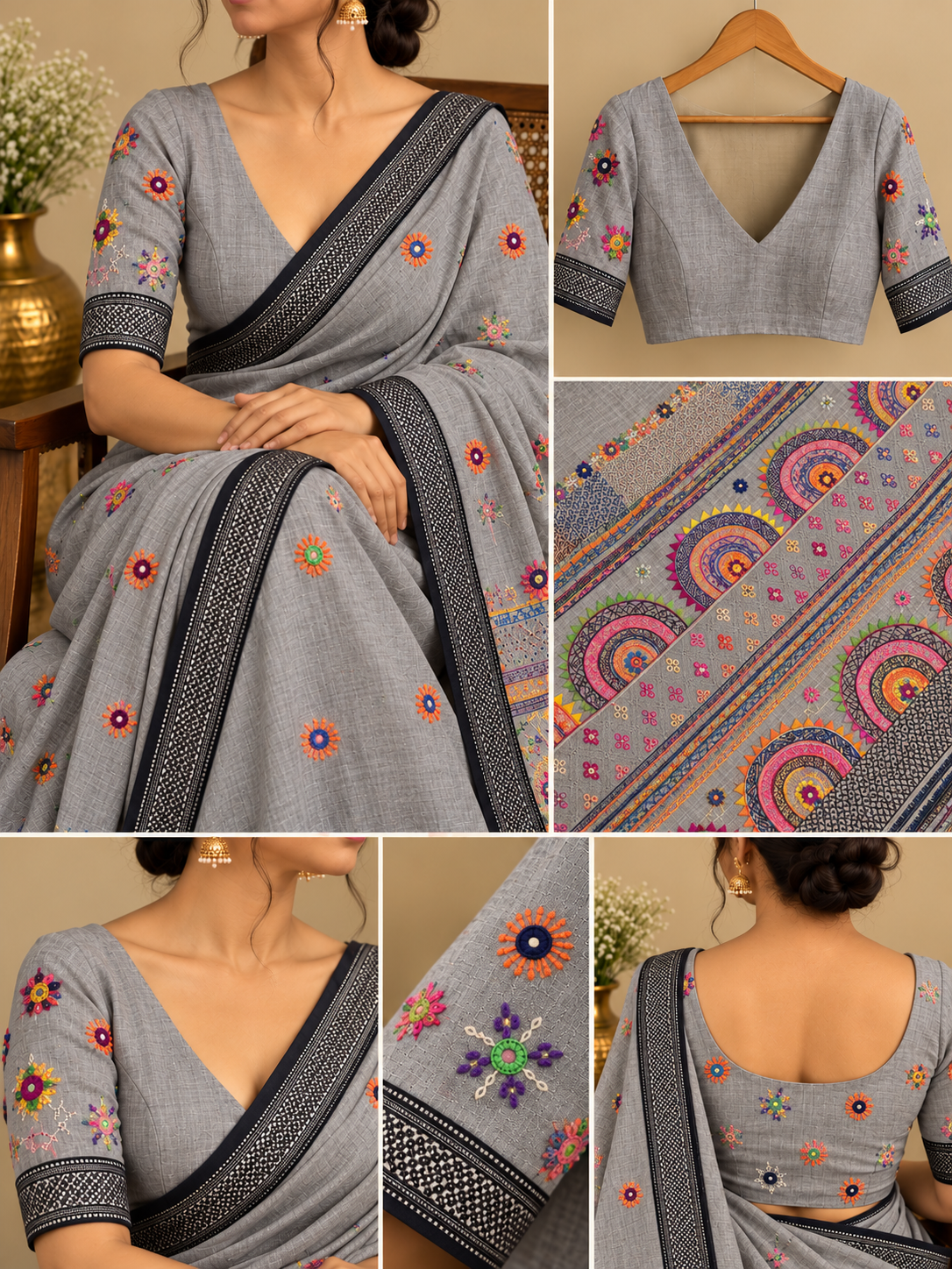 Virasat Lambani Saree - Grey
