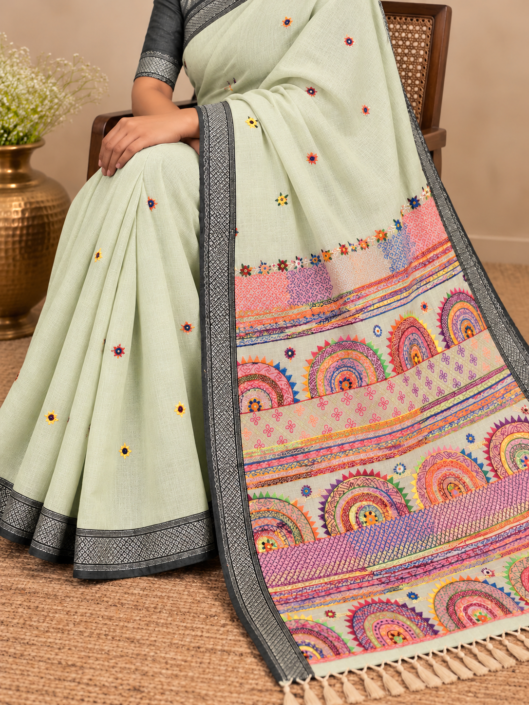 Virasat Lambani Saree - Soft Mint