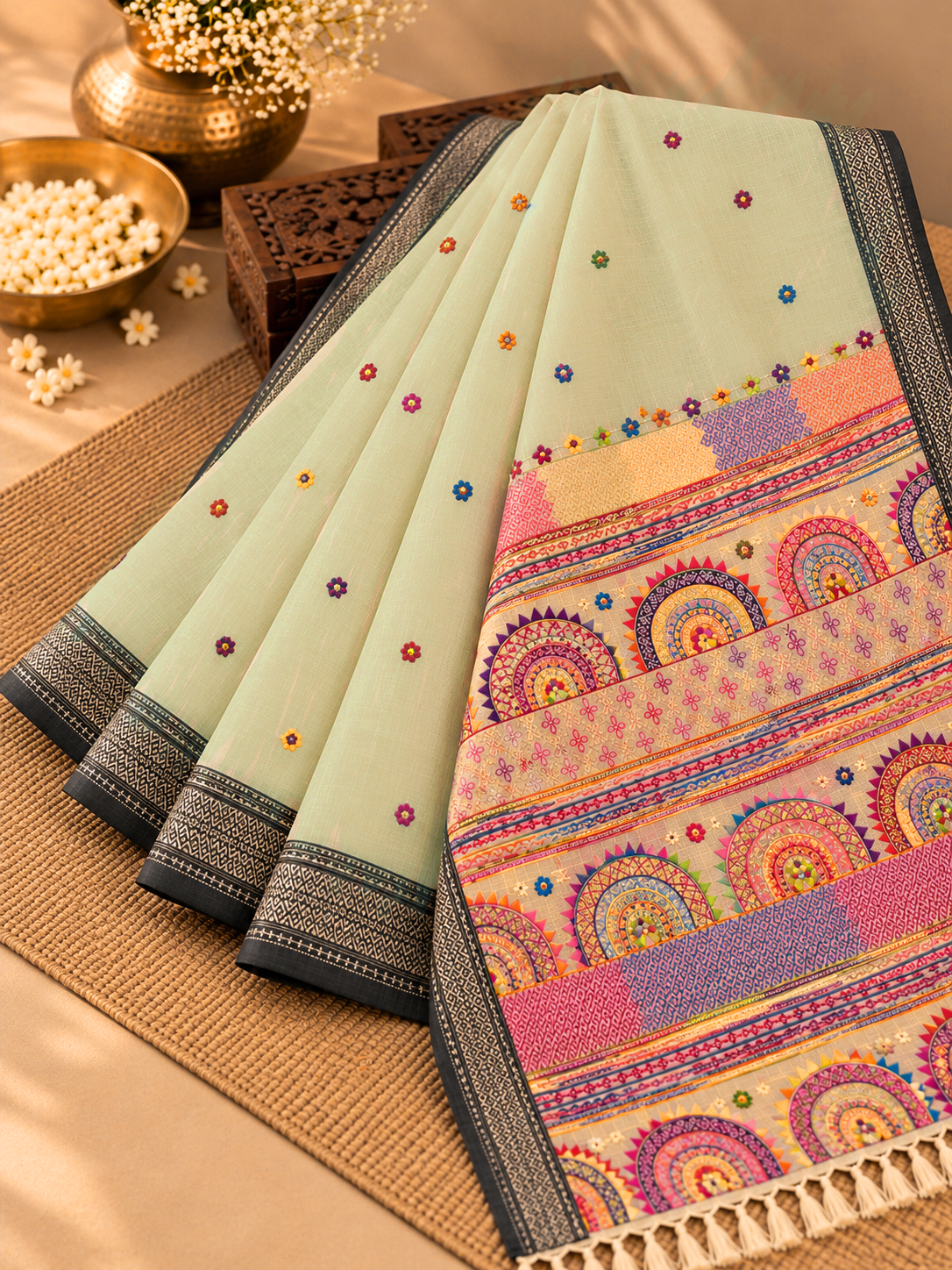 Virasat Lambani Saree - Soft Mint