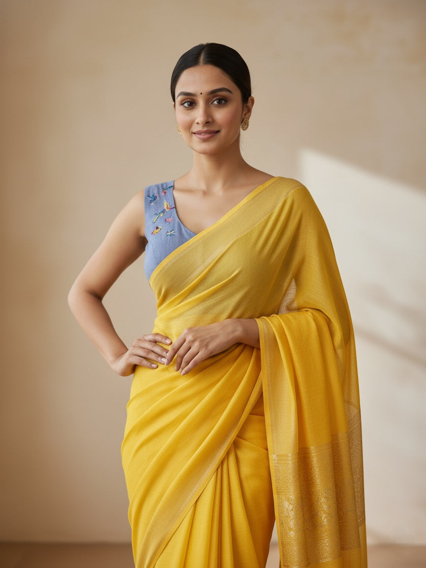 PAKSHI PRAVAH BLOUSE- Denim