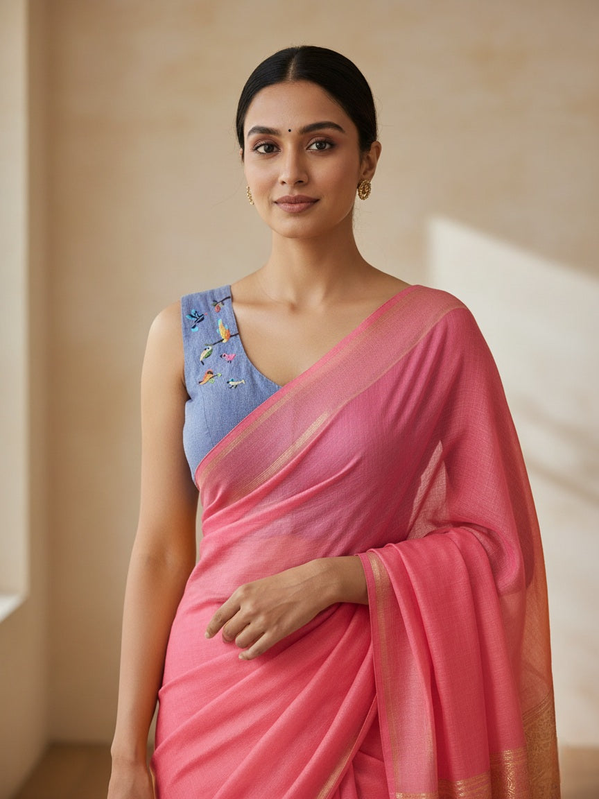 PAKSHI PRAVAH BLOUSE- Denim