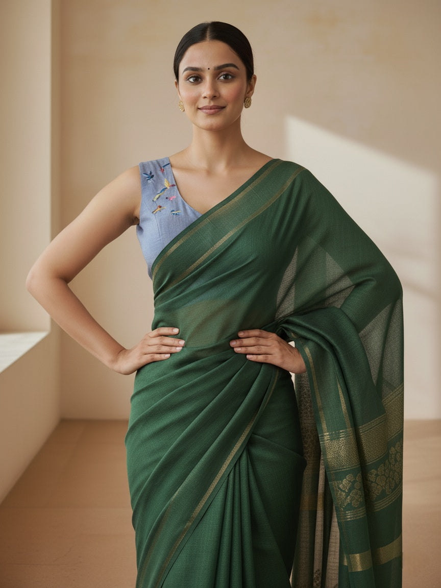 PAKSHI PRAVAH BLOUSE- Denim