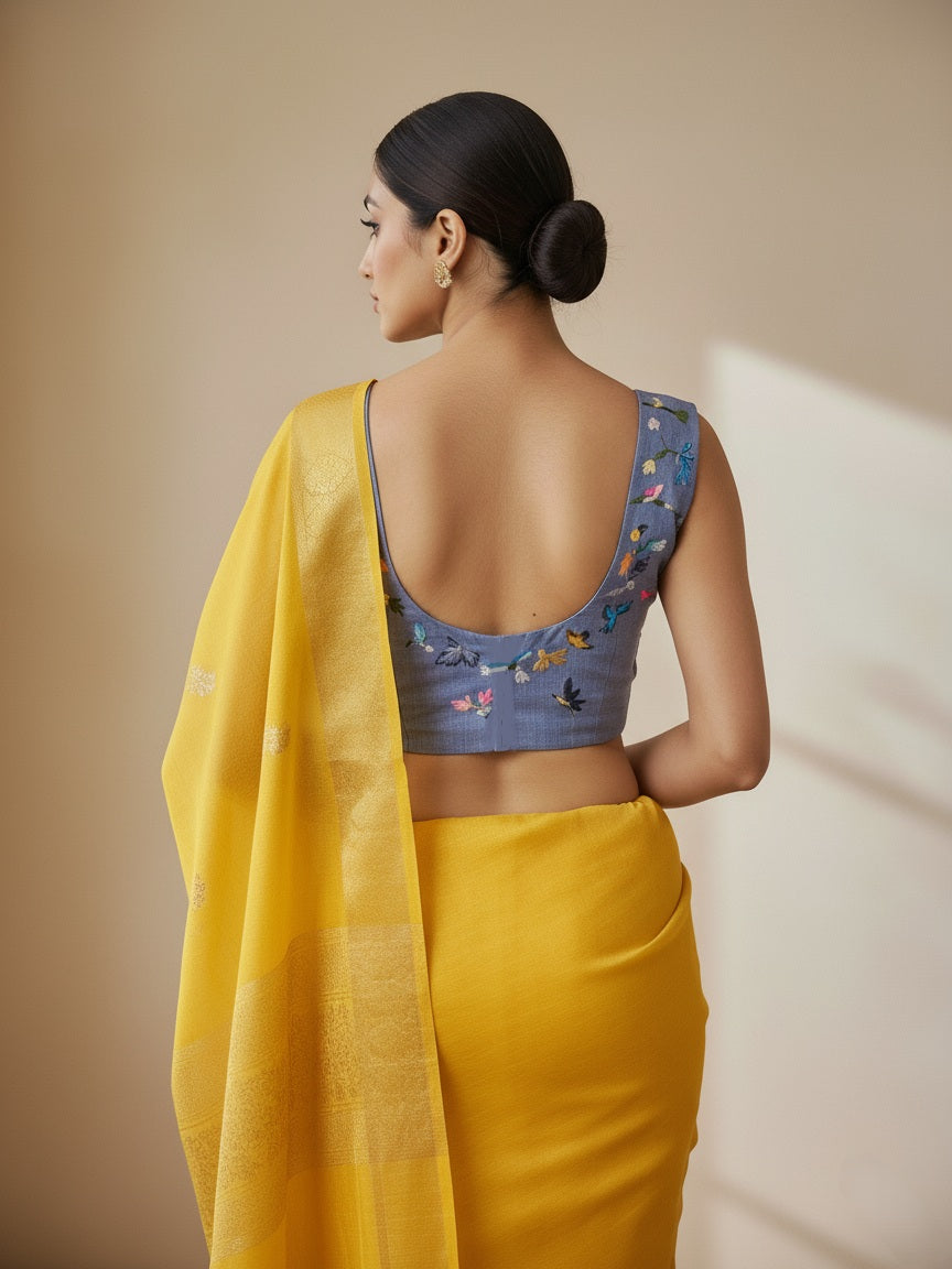 PAKSHI PRAVAH BLOUSE- Denim