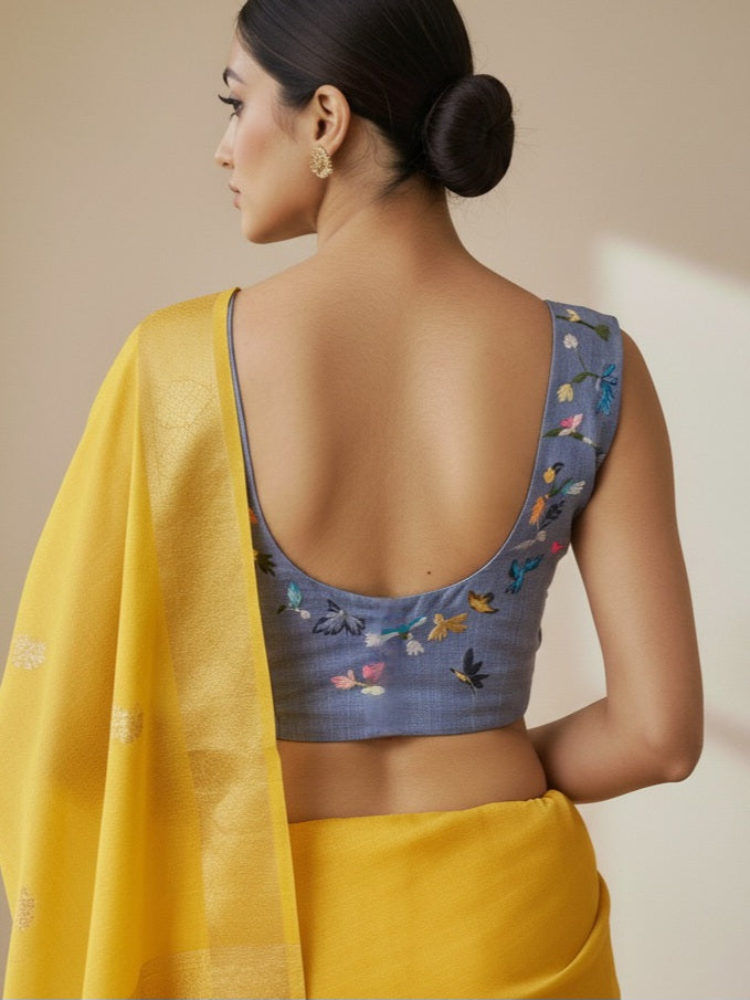 PAKSHI PRAVAH BLOUSE- Denim