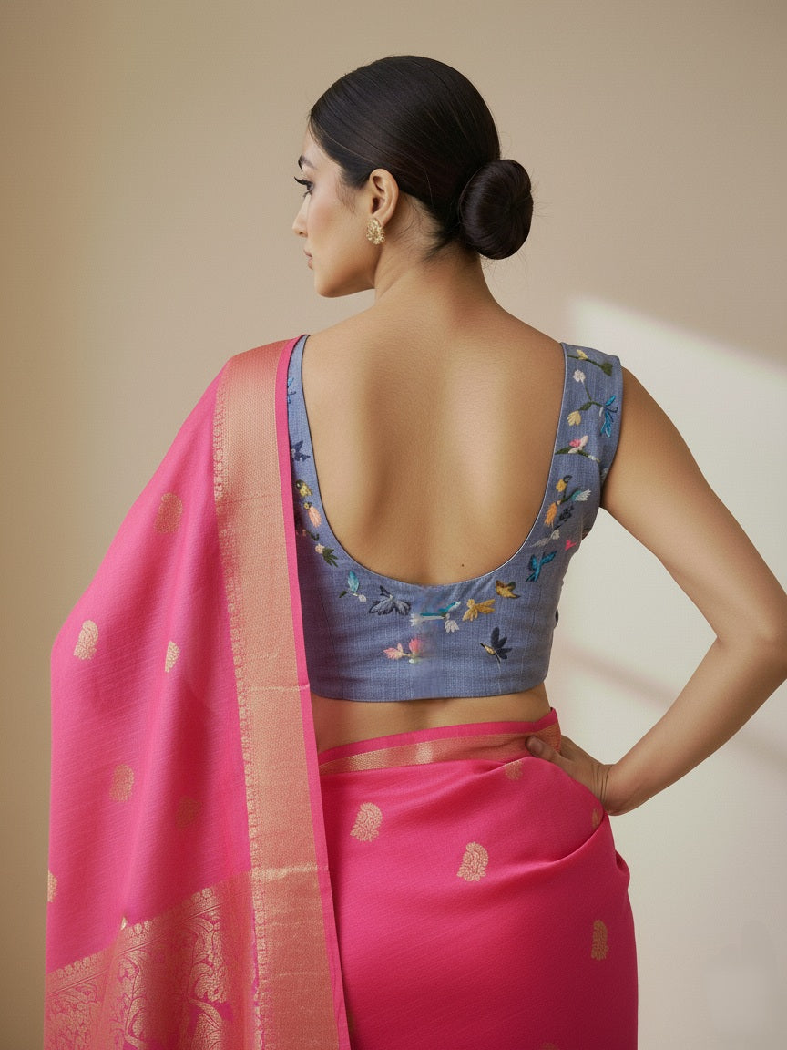 PAKSHI PRAVAH BLOUSE- Denim