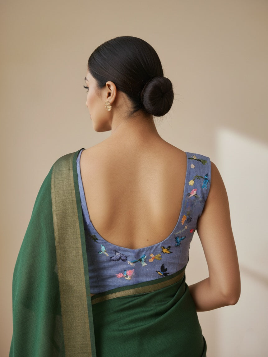 PAKSHI PRAVAH BLOUSE- Denim