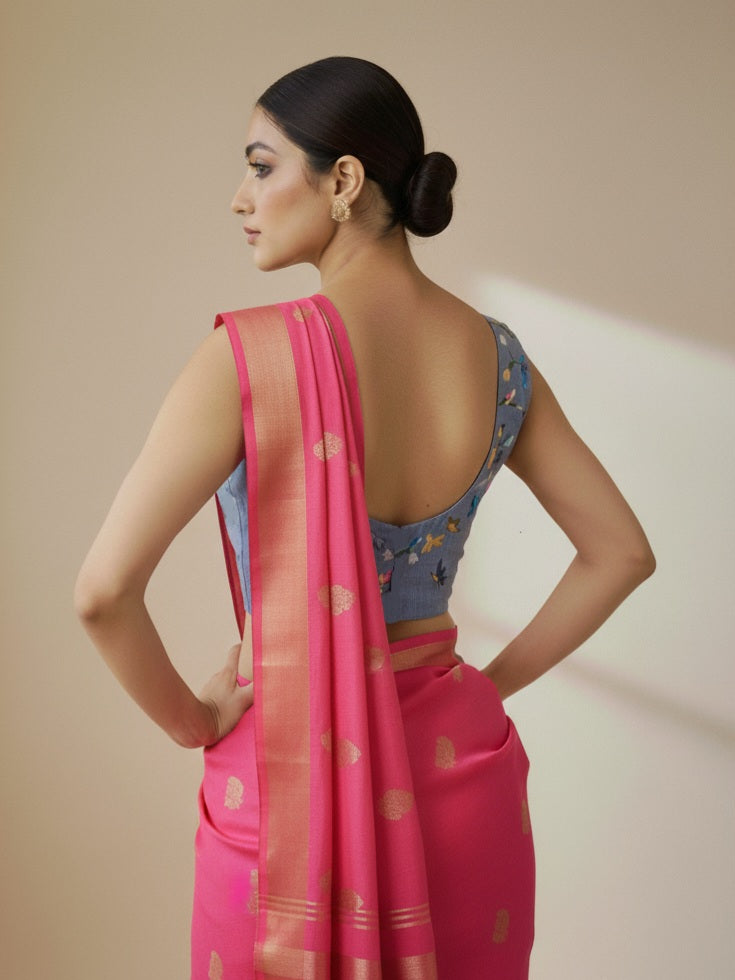 PAKSHI PRAVAH BLOUSE- Denim