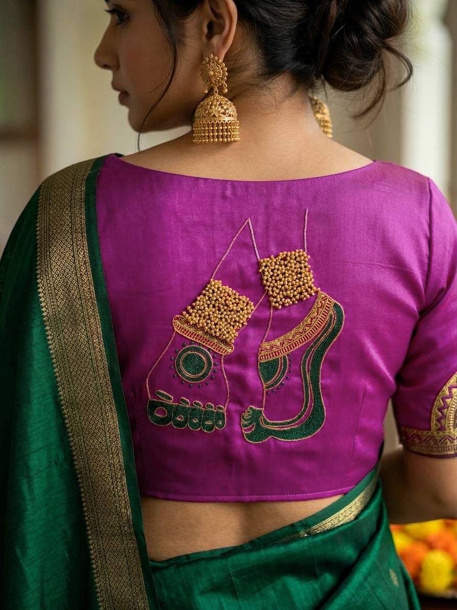 NRITYAPAYAL BLOUSE - Magenta-Green