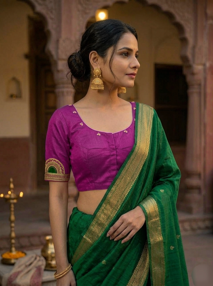 NRITYAPAYAL BLOUSE - Magenta-Green