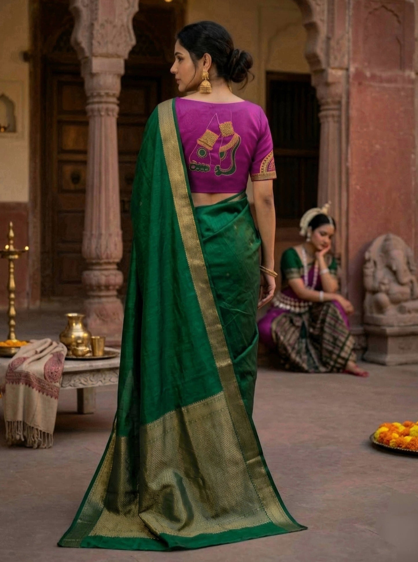 NRITYAPAYAL BLOUSE - Magenta-Green