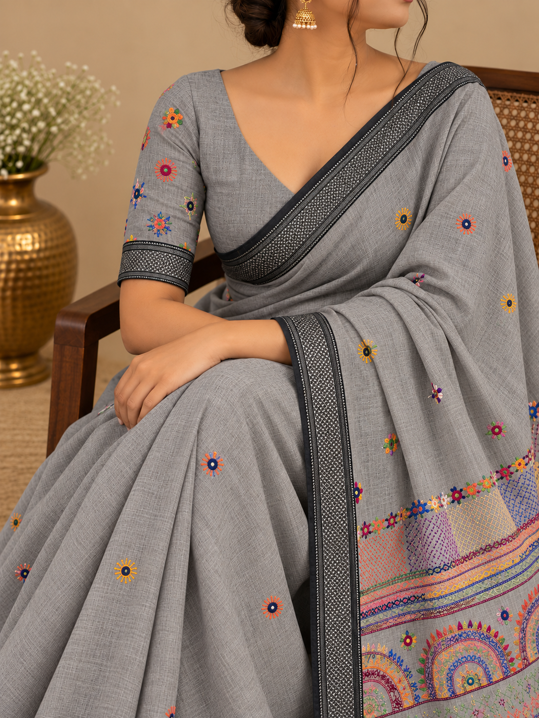 Virasat Lambani Saree - Grey