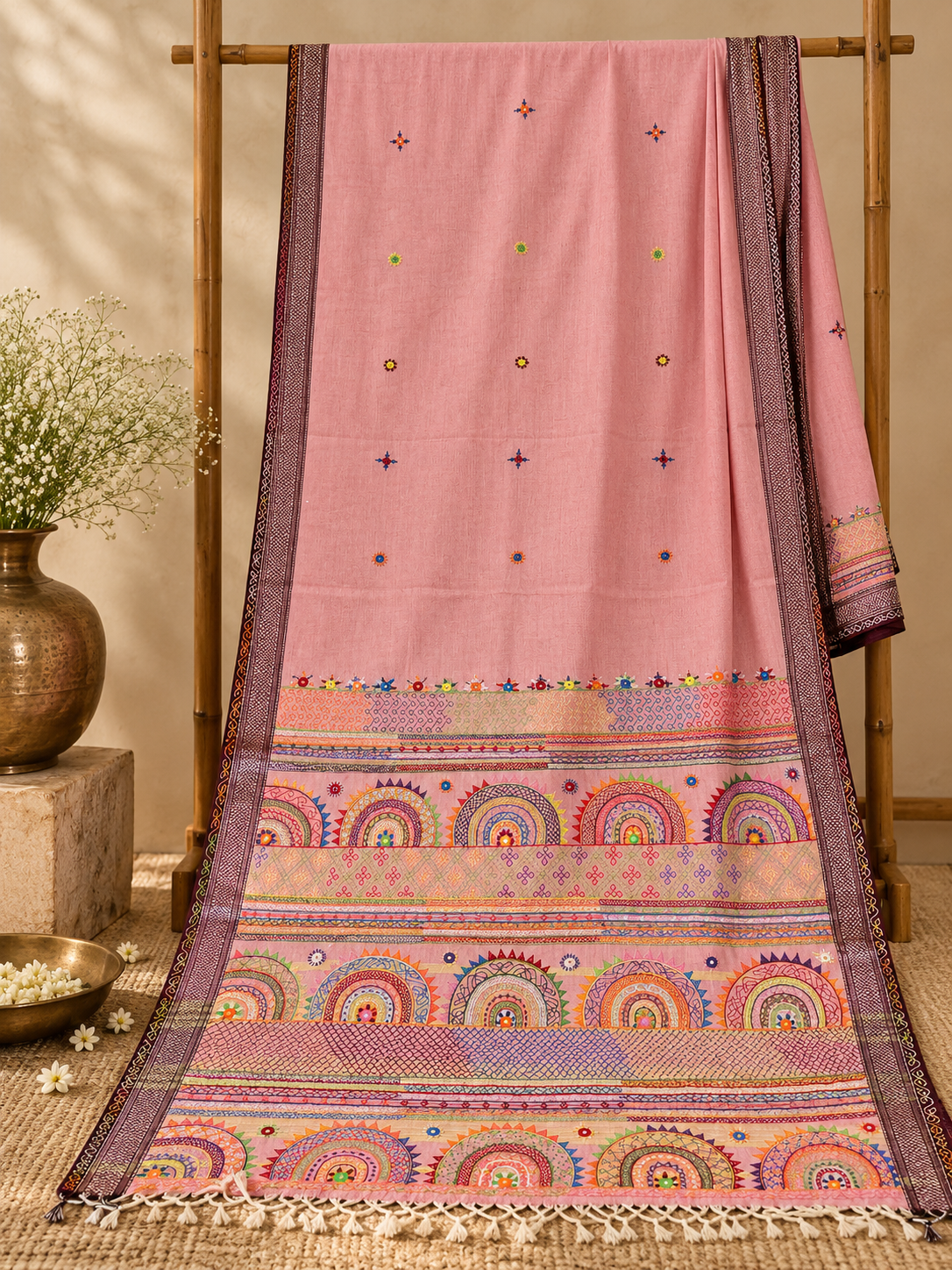 Virasat Lambani Saree - Rose Pink