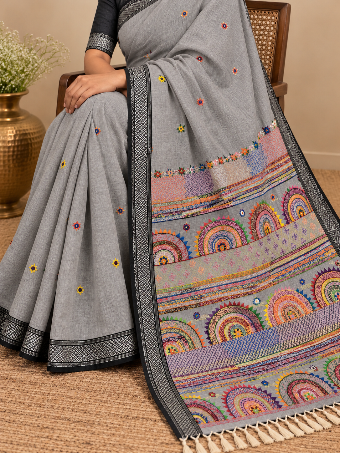Virasat Lambani Saree - Grey