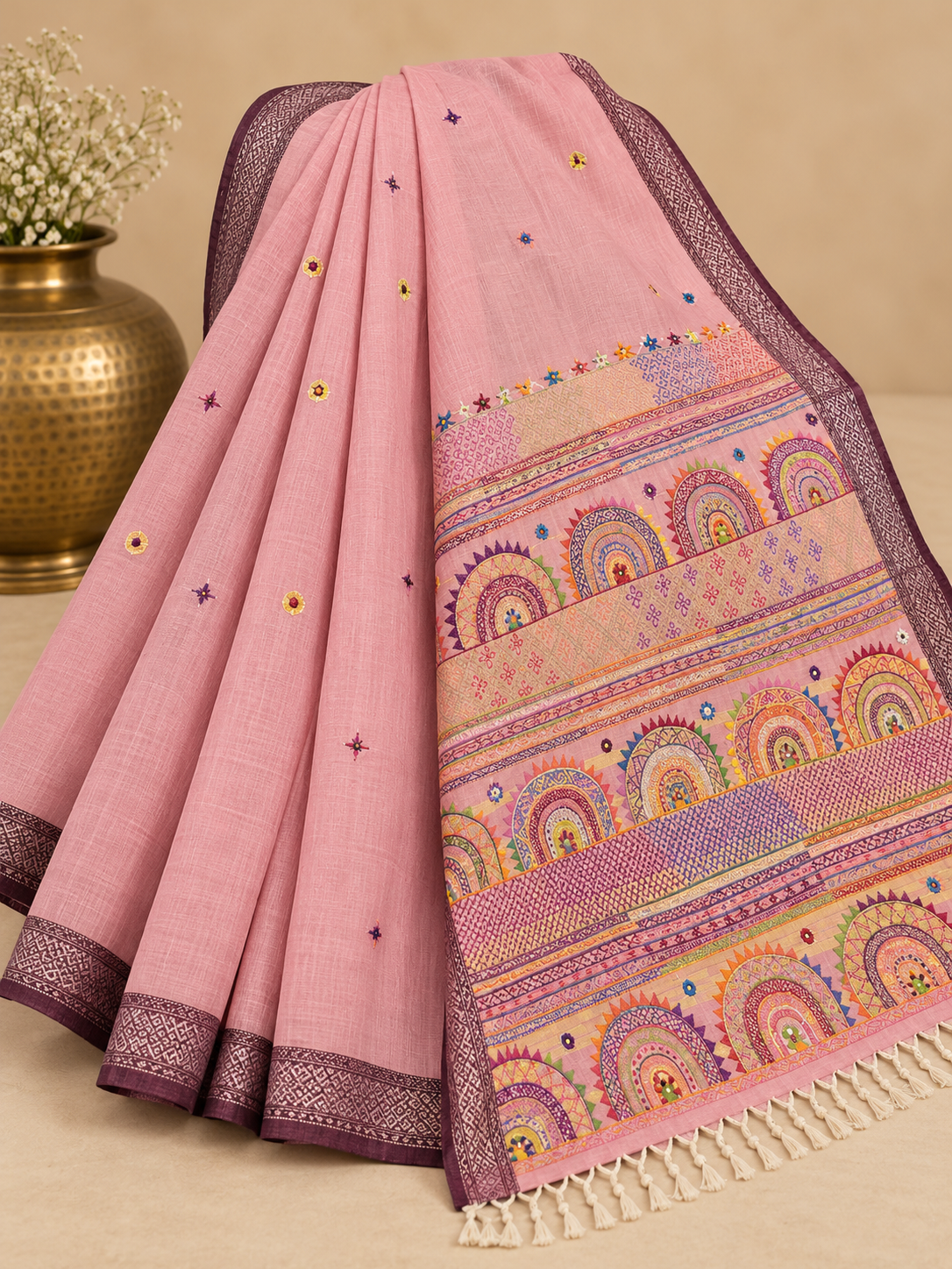 Virasat Lambani Saree - Rose Pink