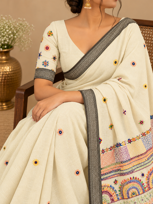 Virasat Lambani Saree - Butter Yellow