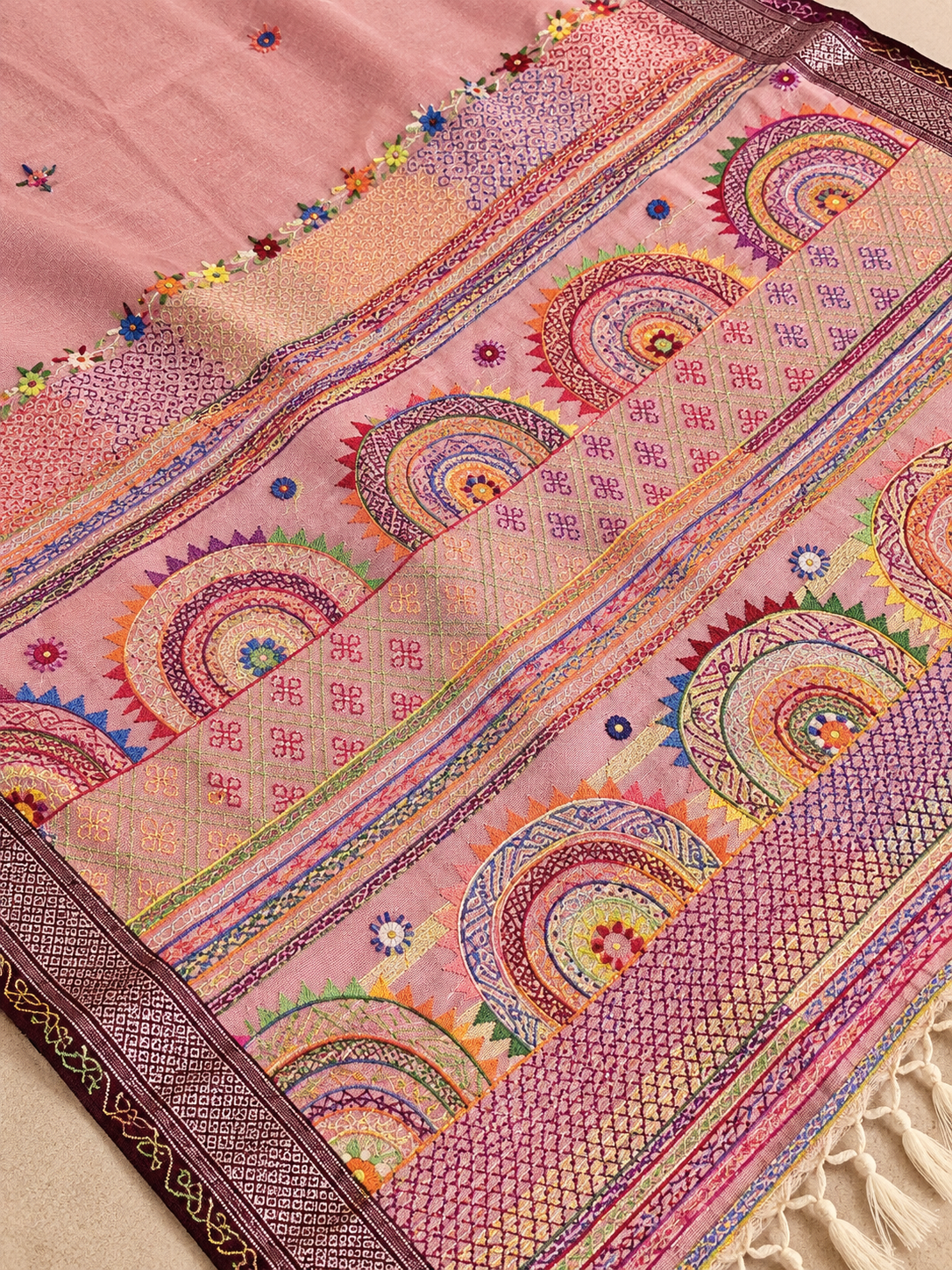Virasat Lambani Saree - Rose Pink
