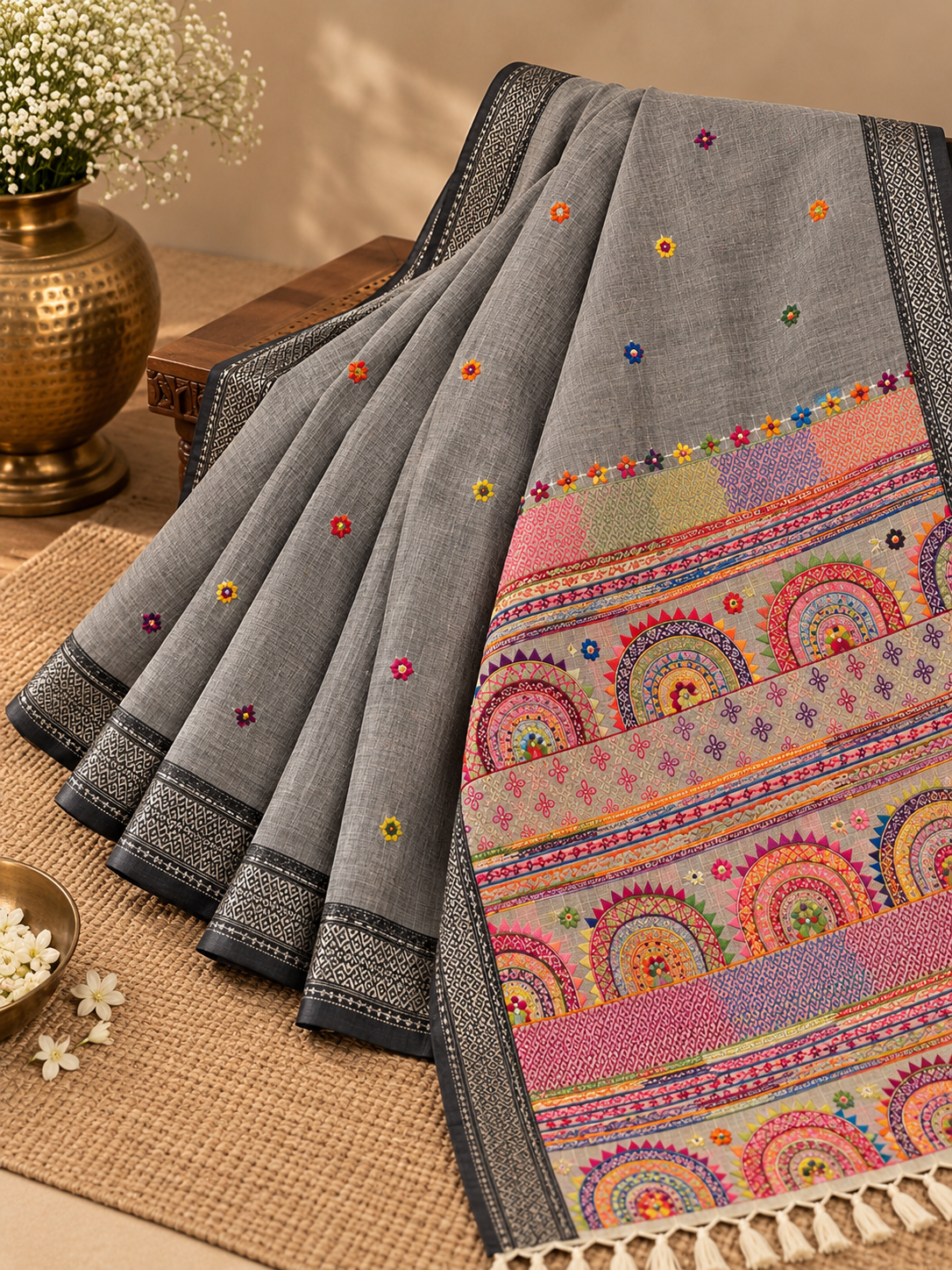 Virasat Lambani Saree - Grey