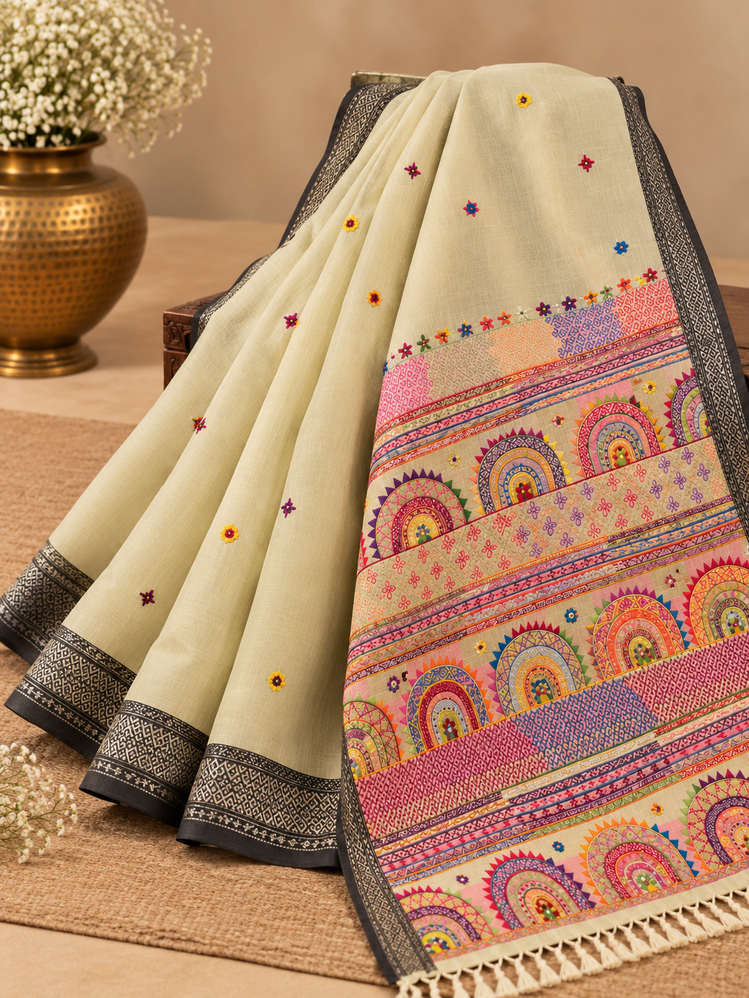 Virasat Lambani Saree - Butter Yellow