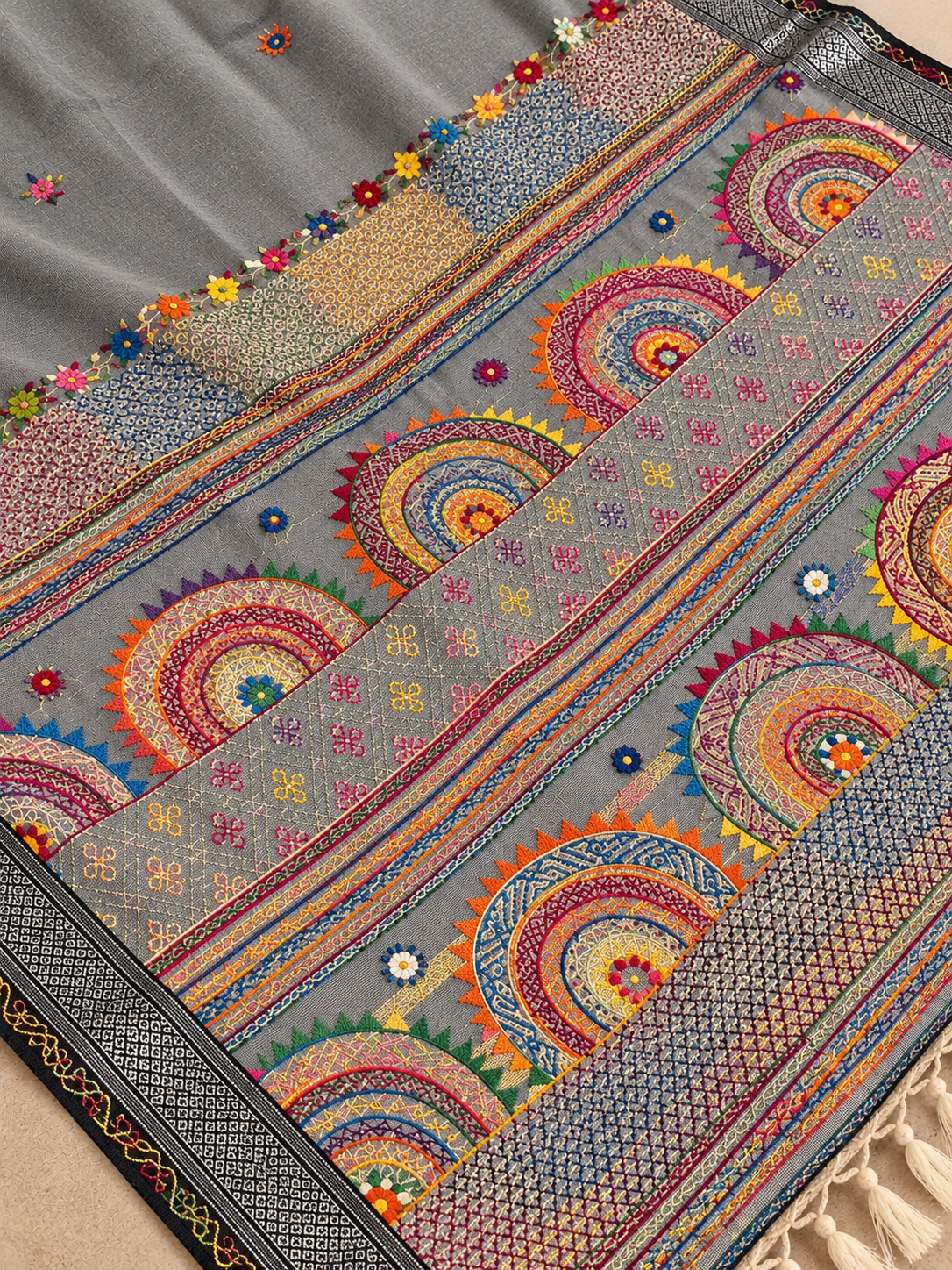 Virasat Lambani Saree - Grey