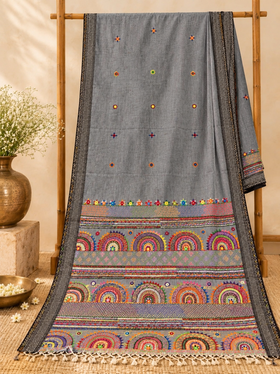 Virasat Lambani Saree - Grey