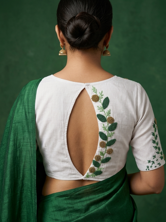 MADHURIMA BLOUSE (White & Green)