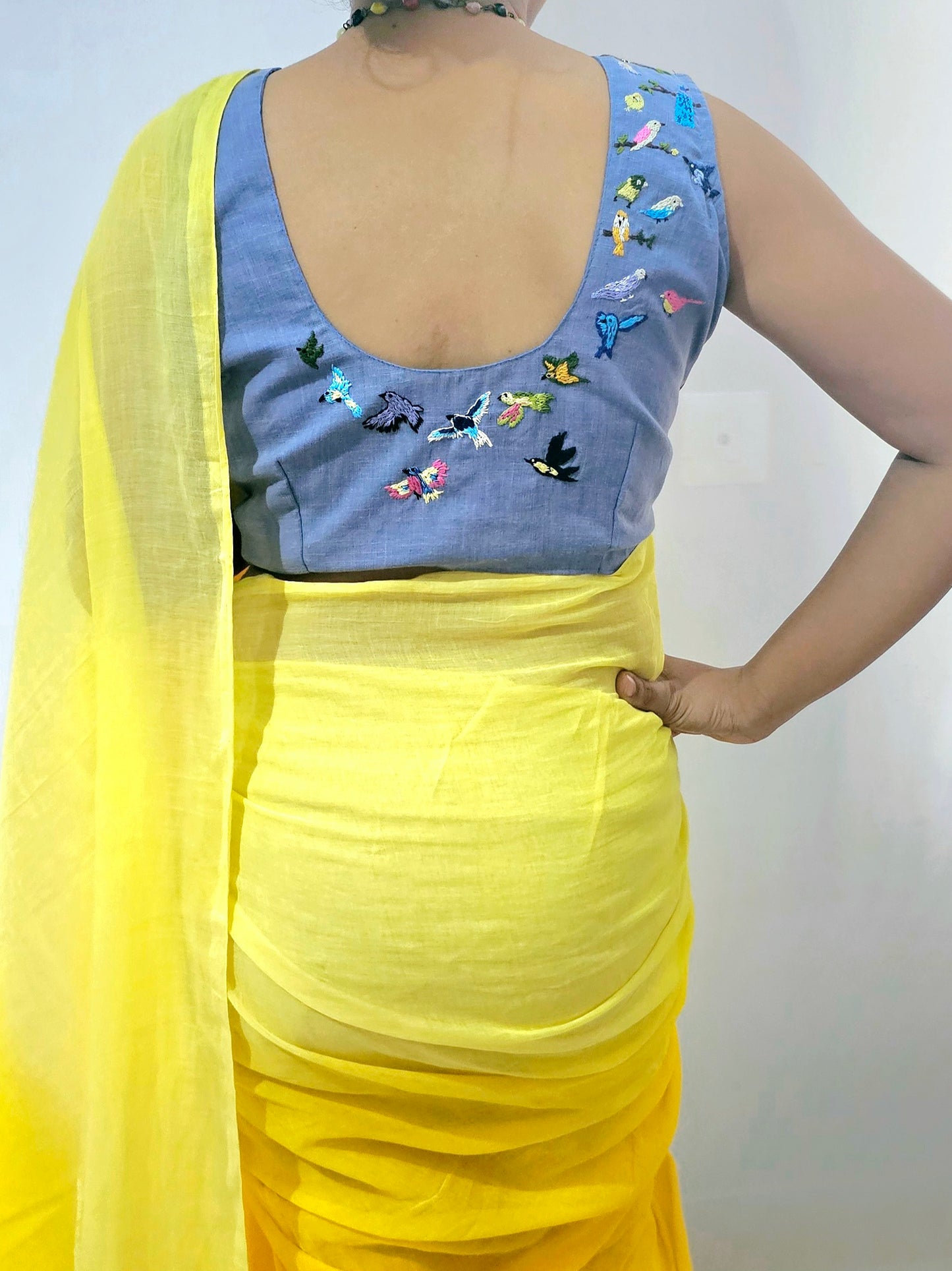 PAKSHI PRAVAH BLOUSE- Denim