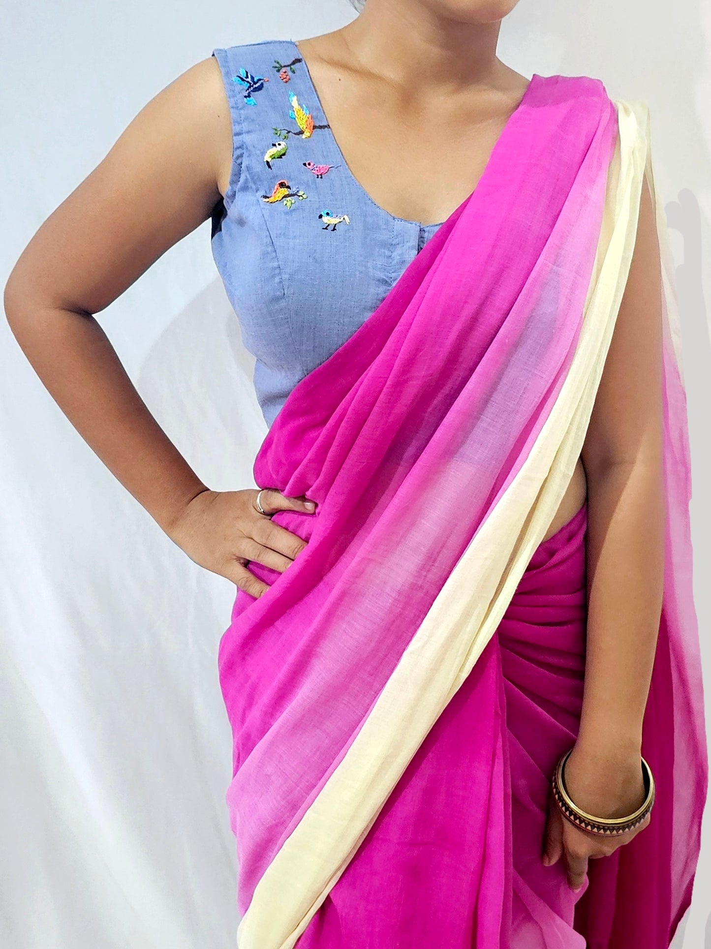 PAKSHI PRAVAH BLOUSE- Denim