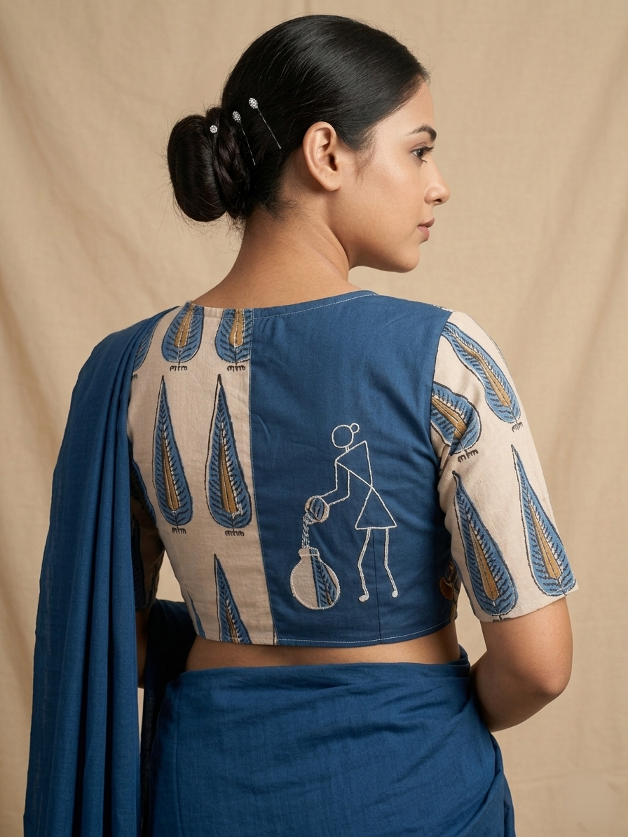 WARLI AKRITI BLOUSE - Blue
