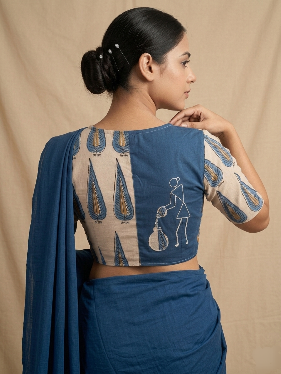 WARLI AKRITI BLOUSE - Blue