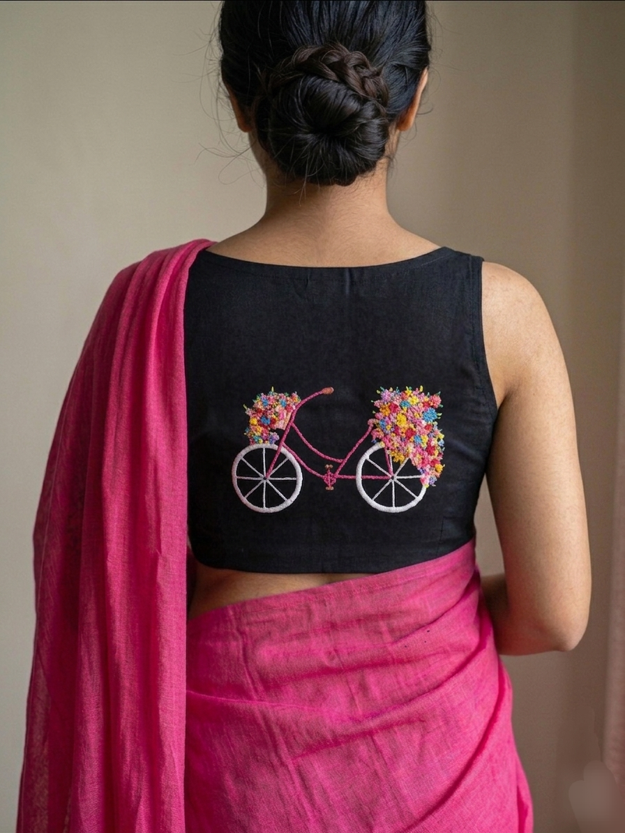 PHOOLON KA SAFAR BLOUSE - Black