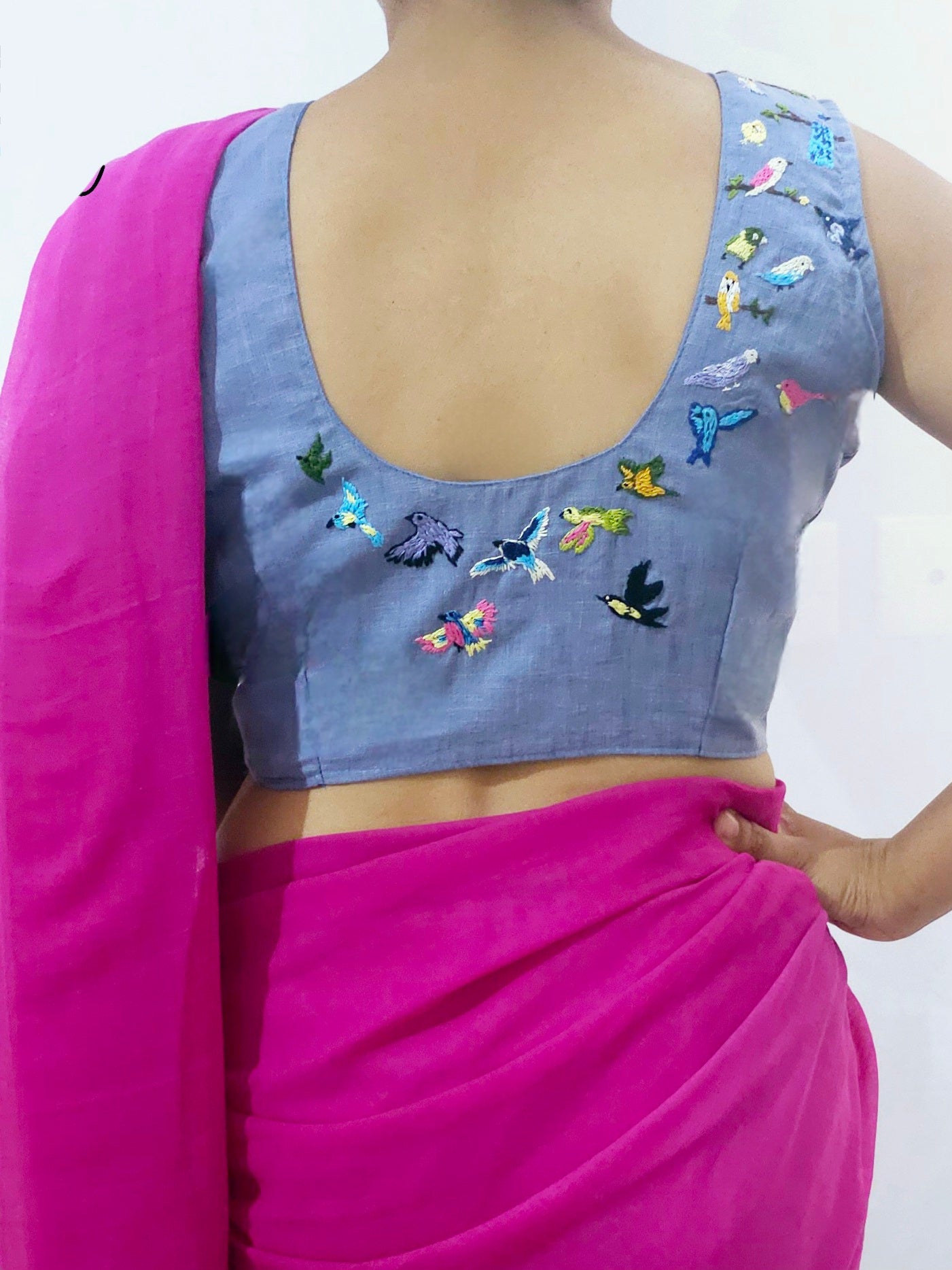 PAKSHI PRAVAH BLOUSE- Denim