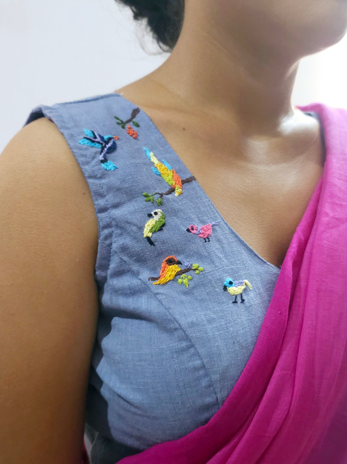 PAKSHI PRAVAH BLOUSE- Denim